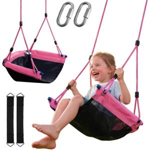440 lbs Tree Swing for Kids, Textilene Waterproof Fabric with 47inch Hanging Straps, Used fo Adults and Children Alike(Pink)