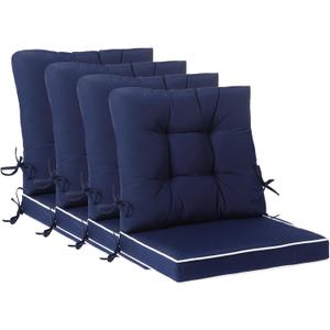Outdoor Patio Chair Cushions Set of 4, Water Resistant Square Seat/Back Cushions with Ties, All Weather 36"x20" Seating Cushions for Outdoor Furniture