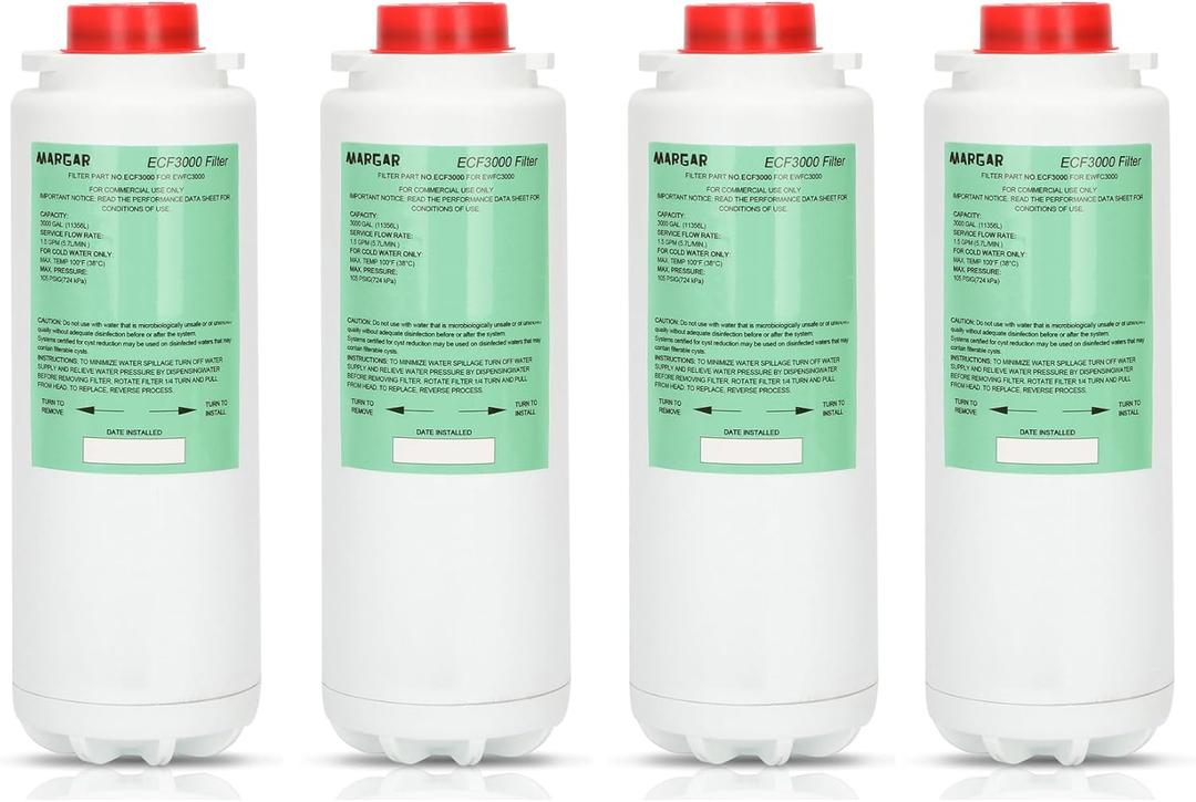 ECF3000 Filters, Compatible with Elkay ezH2O WaterSentry Plus Replacement, High Capacity 3000 Gallons for Built-in Elkay Water Dispenser 51300C ECF3000 ERF750 Filters Replacement (No Chip) 3 Packs