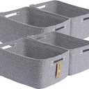 Large Storage Baskets for Organizing, Closet Shelf Baskets for Clothes Blanket Towels, Baby Nursery, Toy Bins Box, Woven Rope Baskets, 17 x 13 x 7.5, 4 Packs Mixed Grey
