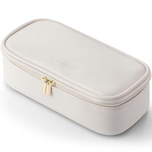 Vlando Travel Makeup Bag,Small Makeup Pouch Cosmetic Bag for Women Makeup Organizer Bag Gifts for Women Girlfriend Teacher Mom Brithday Gifts-White