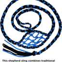 Paracord Handwoven 6-Strand Braided Shepherd Sling - Throwing Tool for Stones & Tennis Balls | Balearic Style Rock Launcher for Adults | Durable DesignBlack Blue