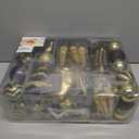 SHareconn 145pcs Christmas Balls Ornaments Set, Shatterproof Plastic Baubles Snowflakes, Stars and Tree Topper for Xmas Tree Holiday Wedding Party Decorations with Hanging Strings,Light Gold and Black