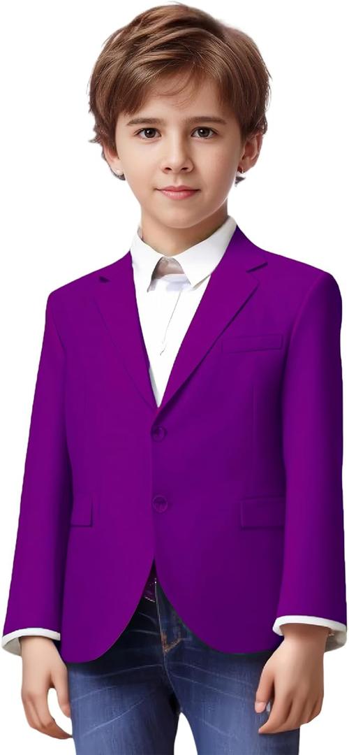 Toddler Kids Boys Blazer Slim Suit Coat Formal Classic Suits Casual Dresswear Royal Blue Sport Coat Business Jacket for Boy (4, Purple)