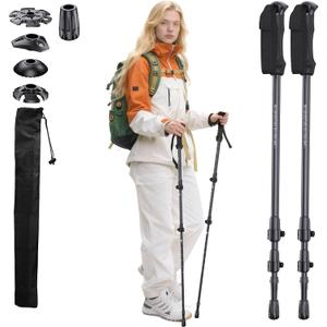 3K Carbon Fiber Trekking Poles - Collapsible, Lightweight Yet Sturdy Hiking Poles with EVA Grip, for Men & Women Hikers (Black)