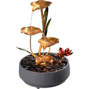 Haobos Indoor Tabletop Fountain Exquisite Meditation Desk Water Fountain Decorative Zen,4-Tier Lotus Desk Fountain,Home/Office Decor Housewarming Gift for Mom23154