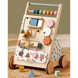 Tiny Land Wooden Baby Walker with Activity Center, Montessori Push Walker