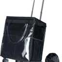 Reusable Grocery Bags on Wheels, Rolling Tote Bag, Portable Shopping Cart for Groceries with Wheels and Drawstring Bag, Trolley, 54L, Foldable, Black