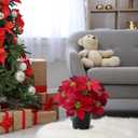 MELAJIA Poinsettia Artificial Red Christmas Flowers 14Inch Faux Poinsettia Plant Winter Flowers for Indoor Outdoor Xmas Ornament Porch Home Garden Decorations