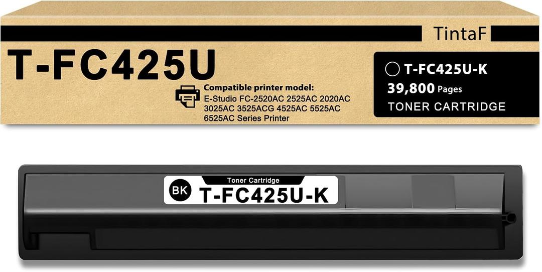 Compatible T-FC425U Toner Cartridge 1-Pack Black Replacement for Toshiba T-FC425U-K Toner Cartridge for E-Studio FC-2520AC 2525AC 2020AC 3025AC 3525ACG 4525AC 5525AC 6525AC Series Printer