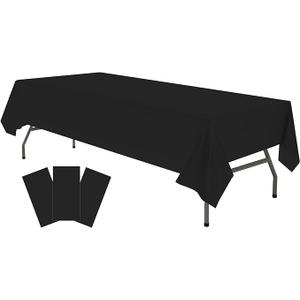 23 Pack Black, Rectangle Disposable Plastic Tablecloth for Picnic, Birthday, BBQ, Party, Wedding (Black, Rectangle, 54in. X108in.)