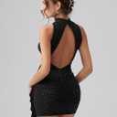 2 x DAAWENXI Women's Sexy Sleeveless Cut Out Ruched Dress Mesh Backless Bodycon Club Party Mini Dresses Black (Black, S)