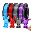 Reprapper Silk TPU Filament, 95A Shore Hardness TPU 1.75mm Bundle, Elastic 3D Printer Filament Pack, Flexible & Soft Filament for 3D Printer ( 0.03mm) 4 * 250G, Blue/Red/Purple/Grey