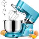 Stand Mixer, POWWA 7.5 QT Electric Mixer, 6+P Speed 660W Household Tilt-Head Kitchen Food Mixers with Whisk, Dough Hook, Mixing Beater & Splash Guard for Baking, Cake, Cookie, Kneading (Blue)