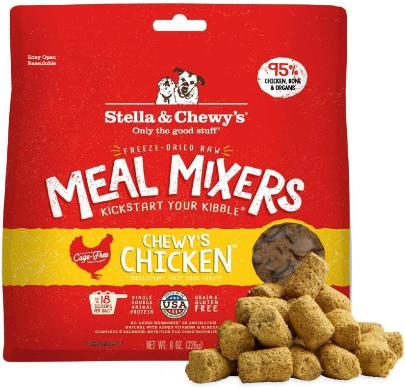 Stella & Chewy's Freeze Dried Raw Chewys Chicken Meal Mixers Dog Food Topper for Small & Large Breeds Grain Free, Protein Rich Recipe 8 oz Bag (8 Ounce (Pack of 1)), BB Date 05/07/2026