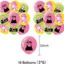 Music Singer Birthday Supplies, Cute Pink Funny Happy Birthday Tableware, Party Decoration Supplies with Banner, Balloon, Plate, Cake Topper, Cupcake Topper