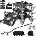 Heavy Duty 3000LBS Furniture Dolly & Movers with 5 Wheels & Brake - 360° Rotating Moving Dolly for Furniture, Piano, Appliances - 6.4 Inch Non-Slip Sliders, Black