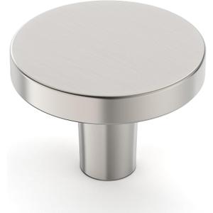 Amerdeco 10 Pack Brushed Satin Nickel Cabinet Knobs Single Hole Cabinet Pulls 1 Inch (30MM) Diameter Round Drawer Knobs and Pulls for Bathroom Cabinets K0021