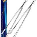 JETKONG 2 Pcs 16-Inch Food Tweezers Extra Long Kitchen Tweezer Tong Chopsticks Tongs Large Stainless Steel Cooking Tweezers (Round-Tips)