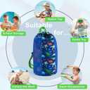 WAWSAM Dinasour Large Mesh Beach Bag for Kids, Kids Drawstring Beach Backpack for Boys, Tote Mesh Beach Toys Bag, Swim Pool Toys Balls Storage Bags Gym Bag, Beach Toy Shells Organizer