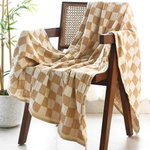Folkulture Throws for Couch 50" x 60", 100% Recycled Cotton Couch Blanket for Chair, Throw Blanket for Couch or Bed Throws for Sofa, Boho Throw Blankets. (Biscuit)
