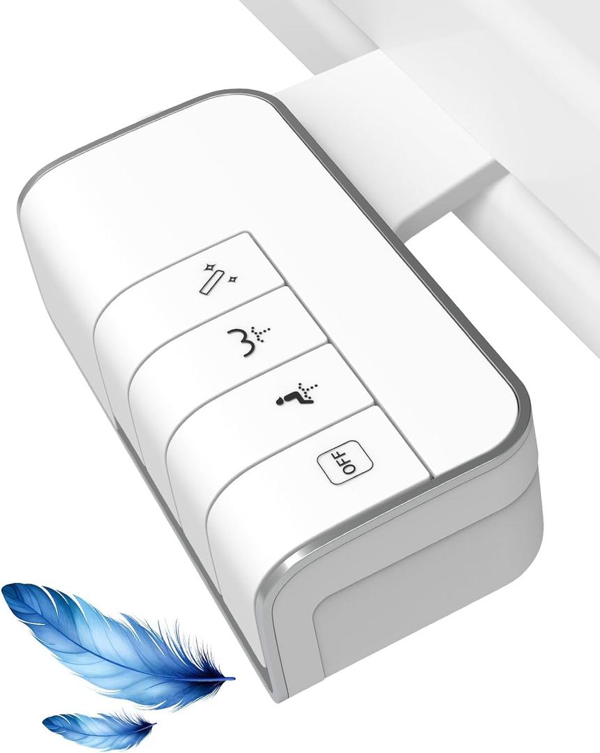 Hibbent Bidet Attachment for Toilet, Non-Electric Dual Nozzle for Frontal & Rear Wash, Adjustable Water Pressure Control, Fresh Water Bidet Toilet Seat, Self Cleaning Water Sprayer, White (Chrome)