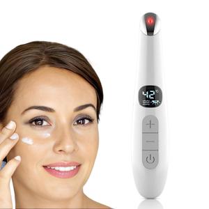 Eye Lift Wand, 3 in 1 Vibrating Red Light 98F to 113F LCD Display Eye Massager for Dry Eyes, Dark Circles and Puffiness, Electrical Face, Neck Sculpting Pen for Fine Lines and Wrinkles (White)