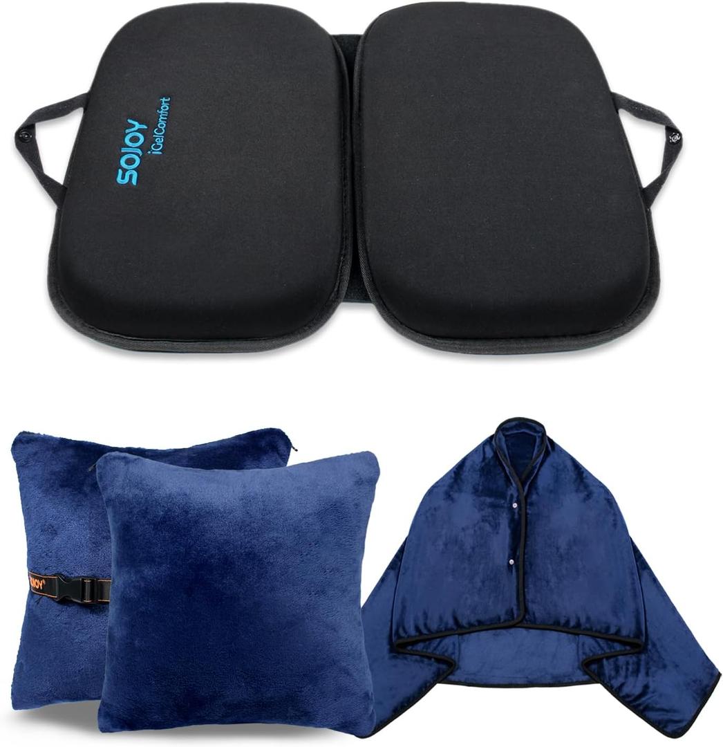 Sojoy Gel Seat Cushion and Wearable Blanket for Flight