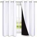 NICETOWN Pure White 100% Blackout Lined Curtains, 2 Thick Layers Completely Blackout Window Treatment Panels Thermal Insulated Drapes for Kitchen (1 Pair, 42-inch Width x 63-inch Length Each Panel)