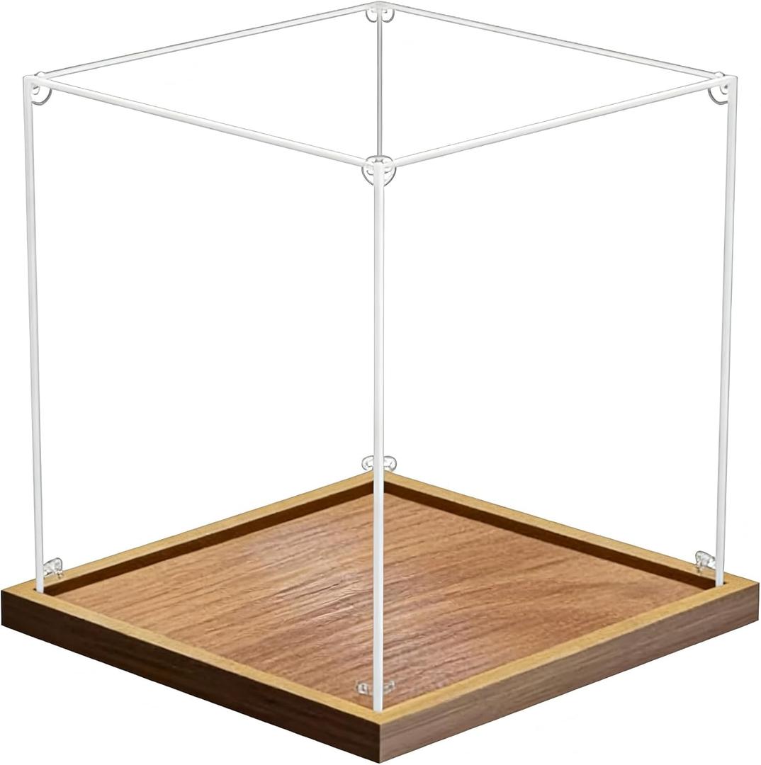 Multiple size options Acrylic Wood Grain Display Case 20mm high Base Box 3MM Thickening can be Stacked Suitable for Lego Models, Art Collections, Figure Models Transparent countertop Box (6x6x8 inch;15x15x20 cm)