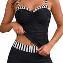 Daci Women's Underwire Tankini Swimsuit - Two Piece Tummy Control Bathing Suits with Pockets Shorts Push Up Swimwear 2026 (Black, M)