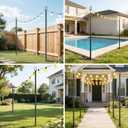 Aredy 4 Pack String Light Poles - 10FT Light Poles for Outside with Fork Base, Outdoor String Light Poles, Durable Poles for String Lights in Backyard, Deck, Garden, Wedding Events