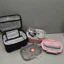 Eocolz Electric Lunch Box Food Heater 80-100W, Food Warmer with Dual Container 1.5L Portable Heated Lunch Box for Car Truck Work Stainless Steel Fork & Spoon 12/24/110V for Adults Lonchera Elctrica (Pink)