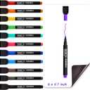 Magnetic Dry Erase Markers Fine Tip - 12 Colors Whiteboard Markers with Eraser Cap, Low Odor Thin Dry Erase Markers for Office Professional Use, Work On White board & Calendar