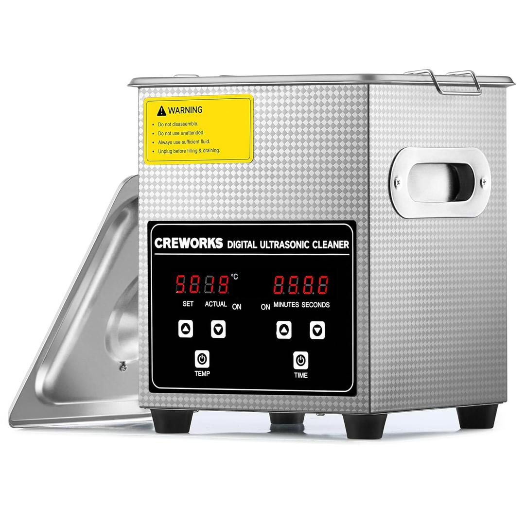 CREWORKS Professional Jewelry Cleaning Machine, 2L Jewelry Cleaning Ultrasonic Machine with Heater & Timer, Digital Sonic Cleaning Machine for Cleaning Denture Dental Irrigator Parts Retainer Glasses