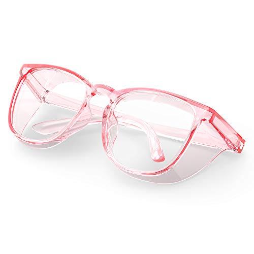 MEIGIX Stylish Safety Glasses, Clear Anti-Fog Anti-Scratch Protective Glasses For Men And Women (Pink)