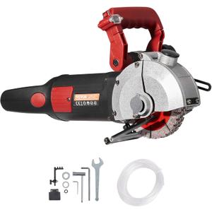 VEVOR Wall Chaser, 4800W Slotting Machine with Laser Guide 6800rpm, Max Groove Depth and Width 2" x 1.5", Concrete Grooving Cutting Machine with 5 Saw Blades and Water Pump