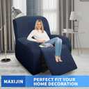 MAXIJIN Oversized Recliner Covers That Stay in Place 4 Pieces Stretch Large Recliner Chair Covers Jacquard Dogs Cats Proof Reclining Slipcovers with Elastic Bottom (XL Recliner, Navy Blue)