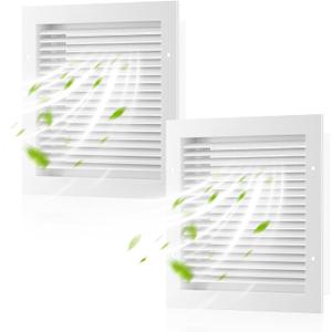 Hon&Guan 2 Pack 16" x 16" Aluminum Gable Vents with Screen for Houses, Louvered Wall Vent for Attic, Shed and Exterior Doors, 14.2" x 14.2" Vent Opening, White
