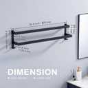 Double Towel Bar Towel Racks for Bathroom, Bath Towel Holders Wall Mount, Stainless Steel Towels Shelves Towel Rail, 2-Tiers (Matte Black, 32 Inches)