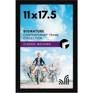 Americanflat 11x17.5 Picture Frame with Shatter-Resistant Glass - Signature Collection - Gallery-Style Frames Made of Engineered Wood - Photo Frame for Wall Display - Black