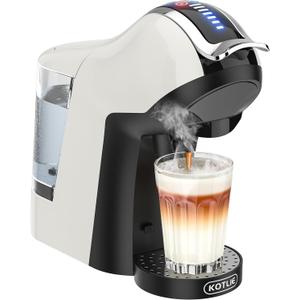 KOTLIE Hot&Cold brewing Single Serve Coffee Maker for K*eurig K*cup, Small Espresso Coffee Machine for D*olce G*usto/N*es Original/Ground Coffee/44mm ESE,Adjustable TEMP&Water Volume, 1L Water Tank (Cream White)