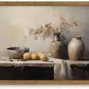 Framed Vintage Kitchen Wall Art, Dining Room Retro Jars Pictures Wall Decor, Moody Oil Painting Canvas Prints, Rustic Farmhouse Artwork for Living Room 16x24 Inch