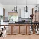 LZRS Extra-Wide Clear Dog Gate for Indoor Use - Transparent Pet Fence with Solid Hardwood and Plastic Board, Stylish & Durable freestanding Pet Gate for Doorways, Stairs and Hallways-6 Panel Cherry