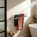 Double Bath Towel Bar 24 Inch, Brushed Nickel Towel Rack for Bathroom SUS304 Stainless Steel Towel Rod Wall Mounted Bathroom Towel Holder for wall
