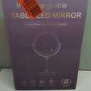 MILONT 9" Lighted Makeup Mirror, 1X/ 10X Magnifying Vanity Mirror with Height & Brightness Adjustable, Rechargable Makeup Mirror, 360°Rotation Double Sided Standing Desk Mirror (Satin Nickel)