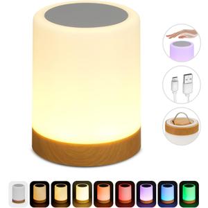 Globe Electric LED Integrated Rechargeable Multicolor Portable Touch Lamp with Included USB Cable (Small, White)