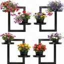 2 Tier Wall Mounted Plant Shelf, Rustproof Iron Hanging Plant Holder, Matte Black Wall Planter Rack Fit 3-5.5 Inch Pots for Home Living Room Balcony Decor 4-Pack
