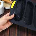 French Bread Hoagie Sub Roll Baking Pans 4-slot Mold, Non Stick Silicone Mould Tray for Baguette Sandwich Hot Dog Bun Loaf Food, Mini Tool Set for Homemade Household Restaurant Breakfast Dinner (Gray)