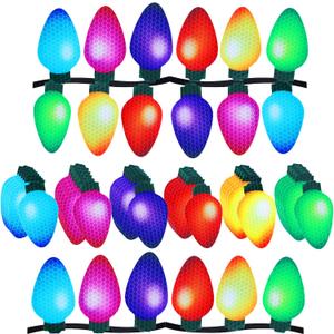 Outus 40 Pcs Christmas Car Magnets Decor Bulk Lights Car Refrigerator Stickers Xmas Reflective Lights Bulb Magnets for Cruise Ship Garage Door Decor (2.8 x 1.4 Inches, Dark Color)